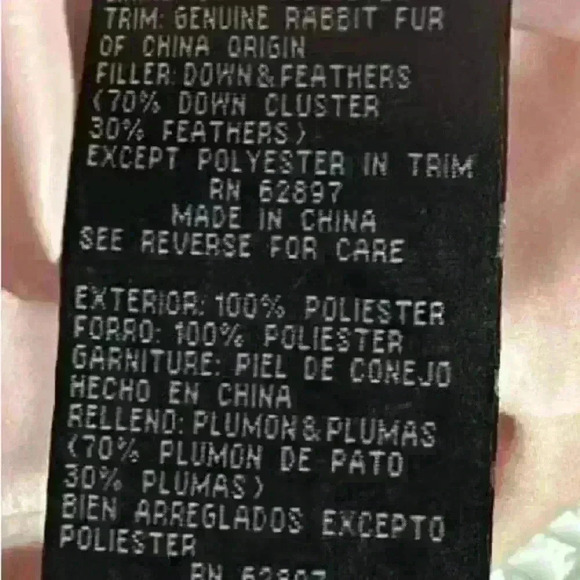 Fetish brand women’s puffer jacket, white with rabbit for accents - down filled! - Picture 6 of 8